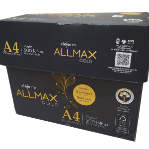 Papel Sulfite A4 75g 210mm x 297mm - A4 Allmax Gold - Caixa c/ 05 pacotes (2500 folhas)